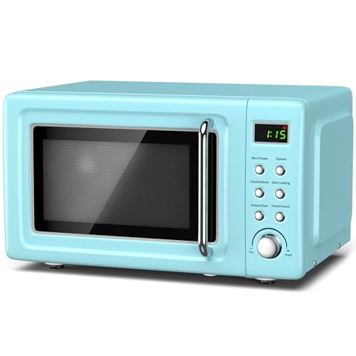 Moccha Retro 0.7Cu.ft Microwave with LED, Child Lock, Green