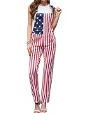 Bindefon Overalls for Women Fashion Jumpsuits Printed Pants Bibs Coveralls Festival Outfits(American Flag,M)