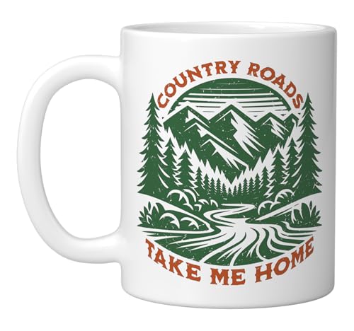 Country Roads Take Me Home Cowboy Western Virginia Retro Ceramic Mug, White