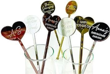 Personalized Drink Stirrers, Custom Name Swizzle Sticks, Engraved Drink Tags, Cocktail Bar Accessories, Wedding, Bridal Shower & Birthday Decor