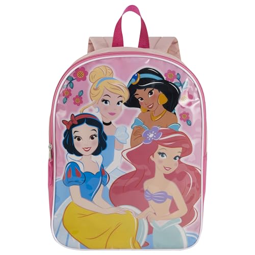 Disney Princess Backpack for Kids 15” | Cute Princess Bookbag for Girls | Padded Straps & Large Zip Compartment | Princess Back to School Supplies