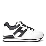 Hogan Sneaker H222 In Weißem Leder Logo Und Ferse In Schwarzem Leder