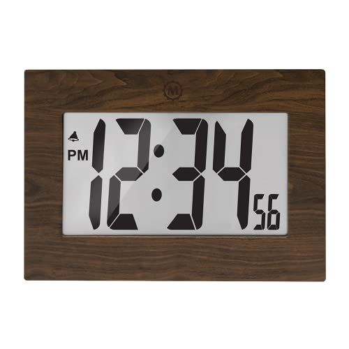 Marathon Large Digital Wall Clock With 8” Display, Wood Finish - Easy To Read #TOP5