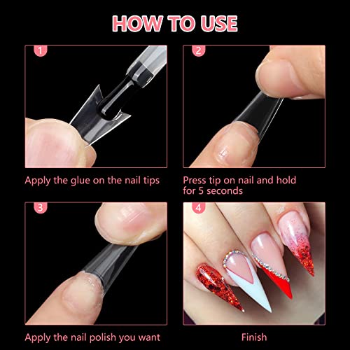 500Pcs Stiletto Nail Tips, Clear Nail Tips For Acrylic Nails Professional, Press On Nails Half Cover Nail Tips, Acrylic False Nails For Diy Nail Salon And Soak Off Nail Extension 10 Sizes With Box #TOP4