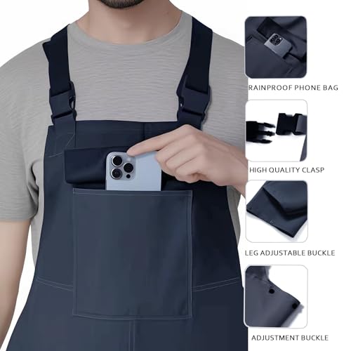 Men's Waterproof Rain Bib Overalls - Windproof Adjustable Outdoor Fishing Workwear Pants2