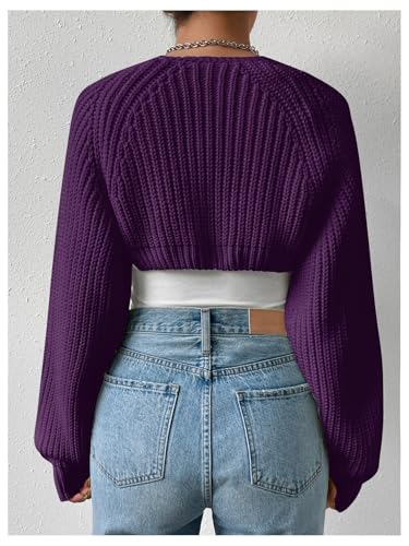 Image of Verdusa Women's Y2k Cropped Cardigan Sweaters Lightweight Knit Open Front Bolero Shrugs Spring Fall Outfits