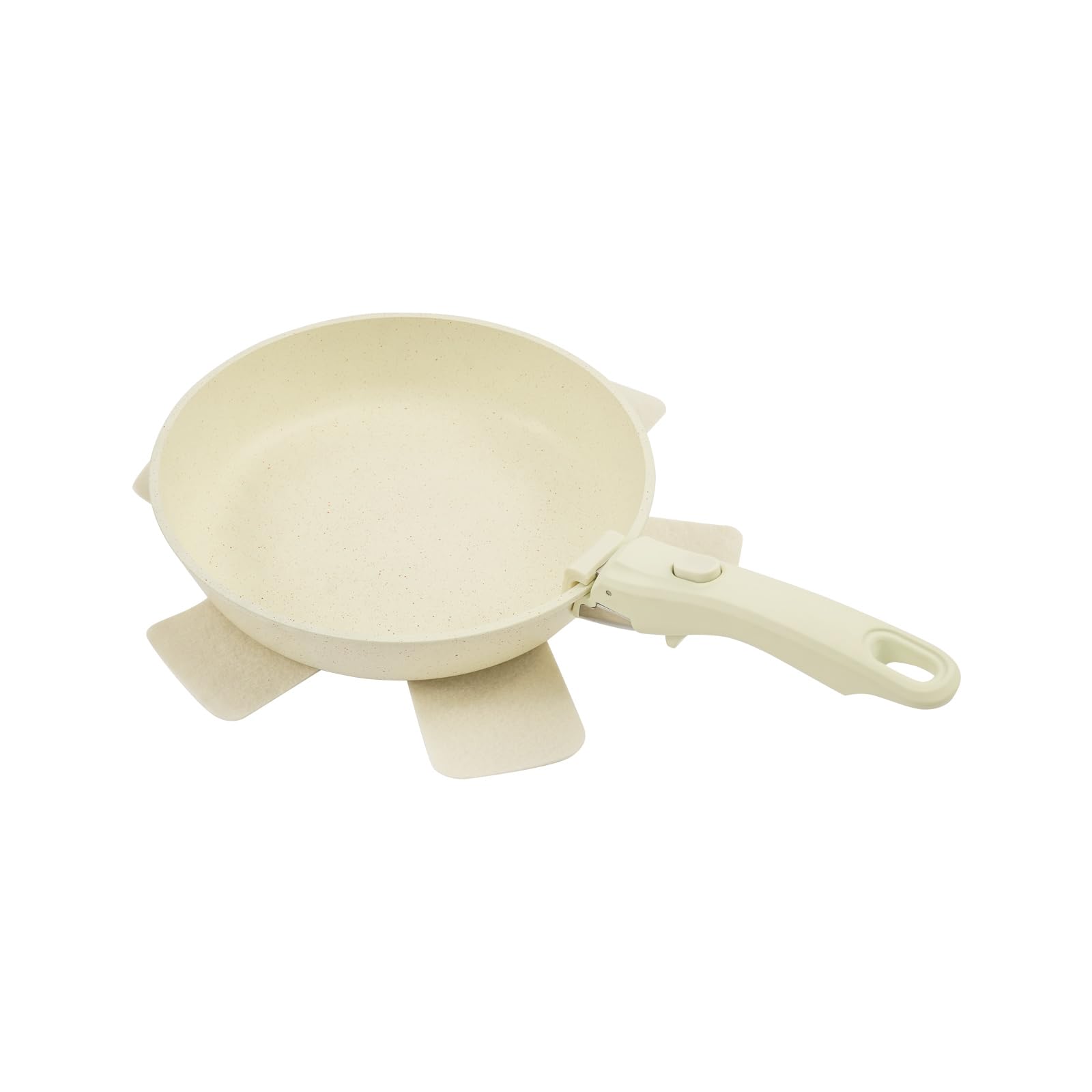 15-Teilig Kochgeschirr-Set,Antihaft Pfanneset Vielseitiges Topf＆Pfannensets mit Abnehmbarem Griff Tragbar Töpfe und Pfannen Kochtopf Set für Küche (Beige)