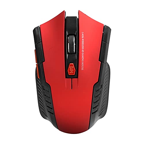 ADITAM Mouse wireless, mouse ottico regolabile DPI a 3 livelli, dispositivo esterno per computer con ricevitore USB, mouse dal design ergonomico, posizionamento accurato(rosso) Double the comfort