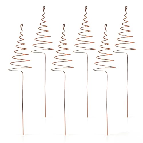 6 PCS Pure Copper Electroculture Garden Stakes, Natural Soil Energy Antenna Plant Stakes, Copper Plant Support for Climbing Plants, Outdoor Garden Growth Enhancer for Vegetables & Flowers (6)