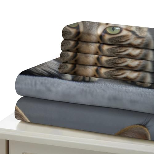 Housse de couette chat 3D microfibre de qualité supérieure avec fermeture éclair