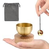 Klangschale, Abmessungen 40 x 35 mm, Mini Klangschale für Yoga und Meditation, Kleine Klangschales aus Holz zur Stressreduzierung, Mit Aufbewahrungstasche