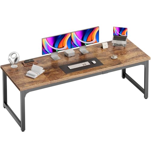 PRAISUN 70.9 x 24 Inch Computer Desk, 0.95'' Thicker, Heavy Duty, Rustic Brown