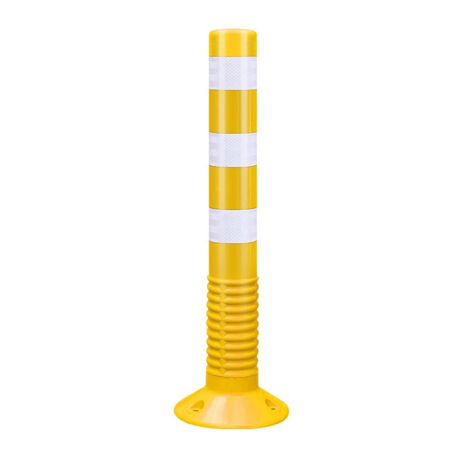 SaryEdge Traffic Safety Bollards with Reflective Bands - Durable Plastic Parking Barriers for Driveway and Road Delineation,Yellow-1pcs,Yellow-1pcs