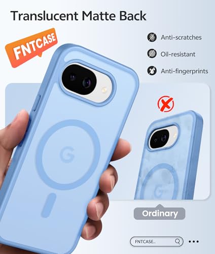 Image of FNTCASE for Google Pixel 10a Case: [Compatible with Magsafe] Translucent Matte Cases with [Screen Protector] Military Grade Shockproof Protective Magnetic Phone Cover for Pixel 10A - Light Blue