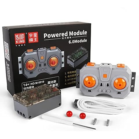 Mould King M0019 6.0 Powered Module Kit, Power Function Sets 6.0 with Rechargeable Remote Control and Battery Box, 2.4 G 6 Channel High Speed Function Sets Cover