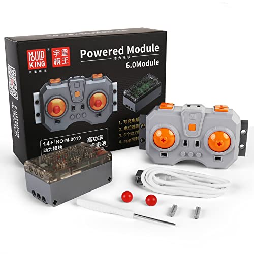 Mould King M0019 6.0 Powered Module Kit, Power Funktions Sets 6.0 mit Wiederaufladbare Fernbedienung und Batteriebox, 2.4 G 6 Kanal Hochgeschwindigkeits-Funktionssets