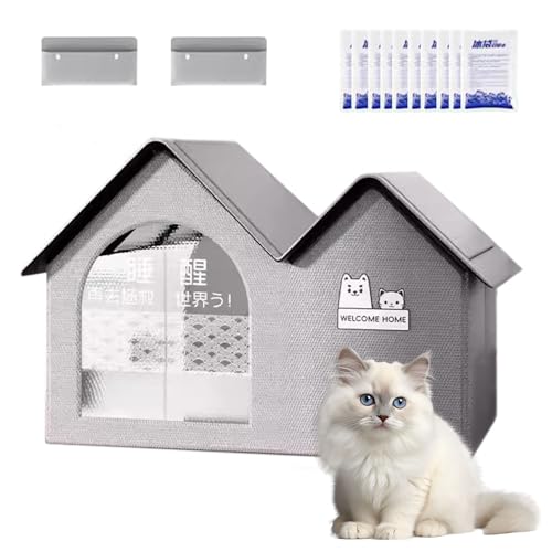 OUDIOHAI Pet Cooling House, Kühlhaus für Haustiere, Sommer Haustier Kühlhaus mit Eisbeutel, Bissfestes Outdoor Katzenzelt, um das EIS im Sommer kühl zu Halten, Wetterfester Katzenunterschlupf