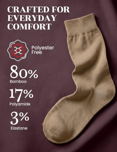 Image of Hugh Ugoli Womens Thin Soft Bamboo Dress Socks, Business, Crew, 3-6 Pairs