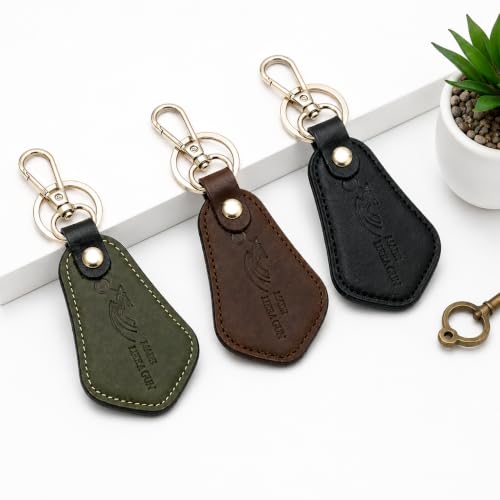 Image of Leather Strap Keychain, Embossed Logo Design, Durable Premium Key Ring for Bike Lovers & Gift Use