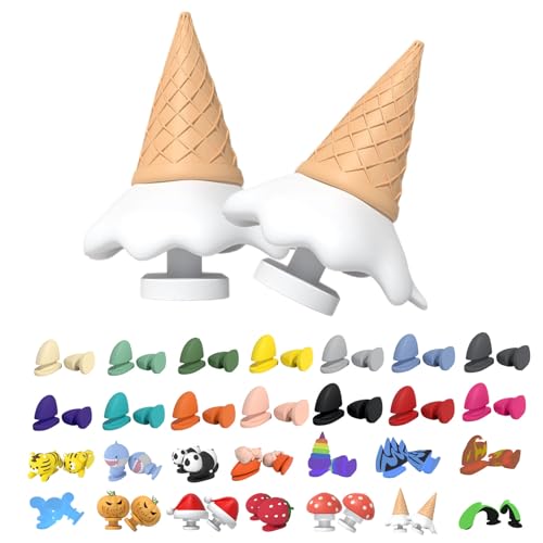 Generic Shark Slides Fin Replacement Strawberry, Cloud Shark Slipper With 3D Funny Fins Fire Ice Cream Cone Panda Santa Hat (Ice cream, Adult, Men, One Size, Alpha, US Footwear Size System, Medium)