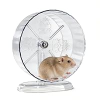 Hamsterrad, Ø24cm rutschfeste Laufräder Hamster Rad Super-leise Hamsterräder Ruhiges Rattenrad Höhenverstellbares Transparentes Laufrad für Zwerghamster Gerbils Mäuse Kleintiere