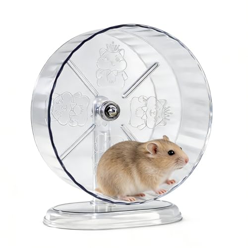 Hamsterrad, Ø24cm rutschfeste Laufräder Hamster Rad Super-leise Hamsterräder Ruhiges Rattenrad Höhenverstellbares Transparentes Laufrad für Zwerghamster Gerbils Mäuse Kleintiere