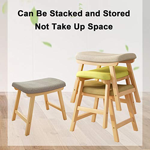 Taburete de madera maciza para dormitorio y tocador con funda lavable 7