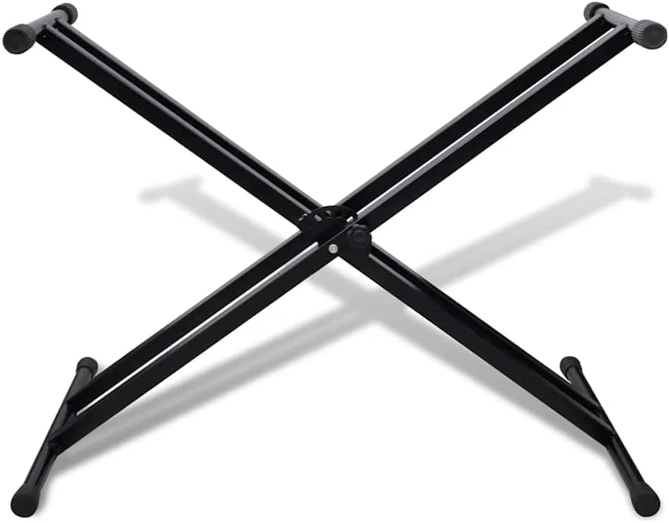 vidaXL Folding Metal Music Keyboard Electric Piano Dual Tube X-Stand Standard Rack