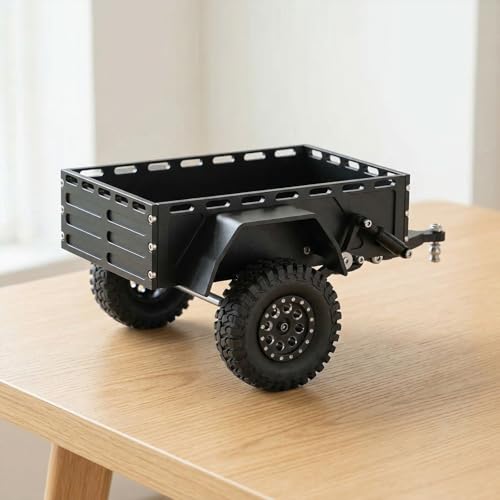 Remorque utilitaire télécommandée en aluminium noir avec accessoires pour TRX4M SCX24 - 4