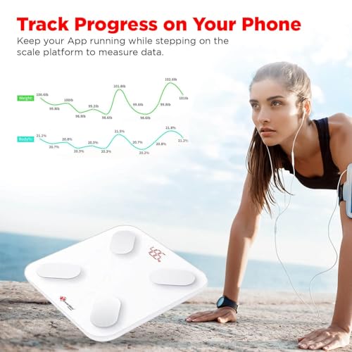 Image of PowerMax Fitness BCA-150 BMI Weight Machine For Body Weight, Digital Body Fat Analyzer & Smart Body Composition Weighing Scale, 13 Body Parameters, IOS /Android App Sync, XL-31x31x2.2 cm (White)