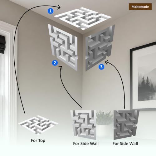 Image of Mahomade 3D Cube Illusion Wall Art, 20x20 inches, Geometric Optical Illusion Vinyl Wall Decal for Wall & Ceiling | Self-Adhesive Peel & Stick | Modern Room Decor