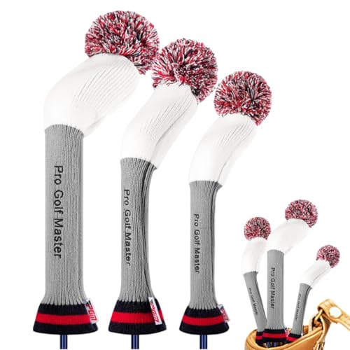 Couvre-tête de club en tricot hybride à pompons pour parcours de golf