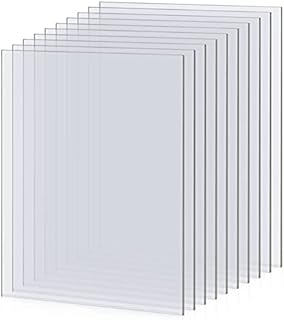 10PCS Clear Acrylic Sheets 10 x 8 Inch Transparent Acrylic Panel Sheets Sign for Picture Frame Glass Replacement, 1mm Plastic Clear Sheet Acrylic for Display Projects, Craft, Calligraphy and Painting