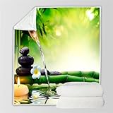 RFFLUX 3D Zen Kuscheldecke 150x200 cm Microfaser Flanell Decke Stein Bambus Wohndecke Sommer Leichte Weiche Winter Warme Blanket Tagesdecke Sofadecke Couchdecke（Stil 35-18）