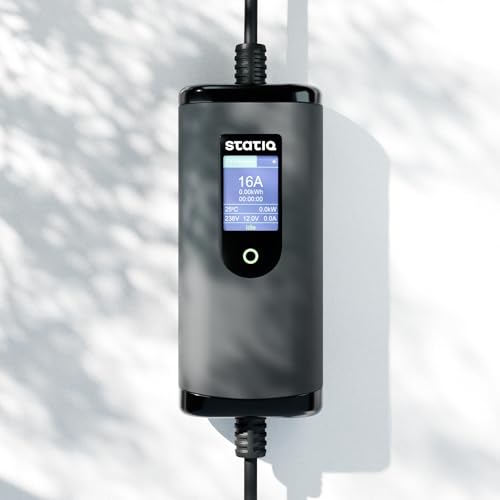 Image of Statiq 3.3kW Portable EV Charger with Carry Bag & Wall Bracket | 16A Type 2 AC | 3-Pin Plug | Adjustable Power | IP66 Rated | Earth Detection & LED Display | Home, Travel | 2 Yr Warranty