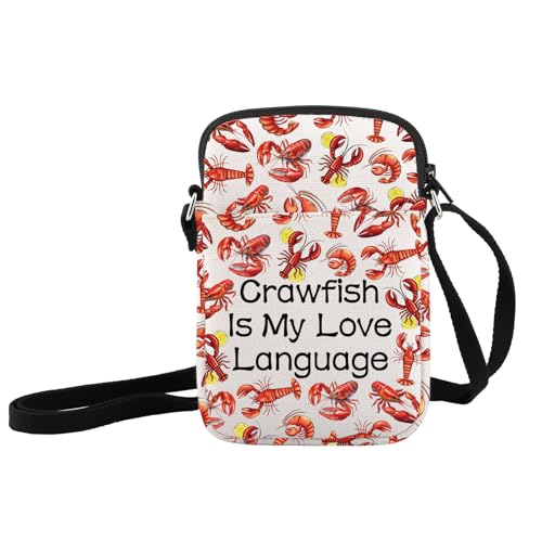 JXGZSO Funny Lobster Gift Crawfish Is My Love Language Lobster Crossbody Bag With Zipper Crawfish Lover Gifts Foodie Gifts