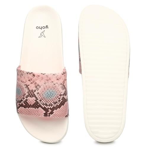 Image of YOHO Tropica Printed Comfortable Women Slides | Stylish Rainy Footwear & Waterproof Monsoon Sandals | Soft Inner Lining On Strap