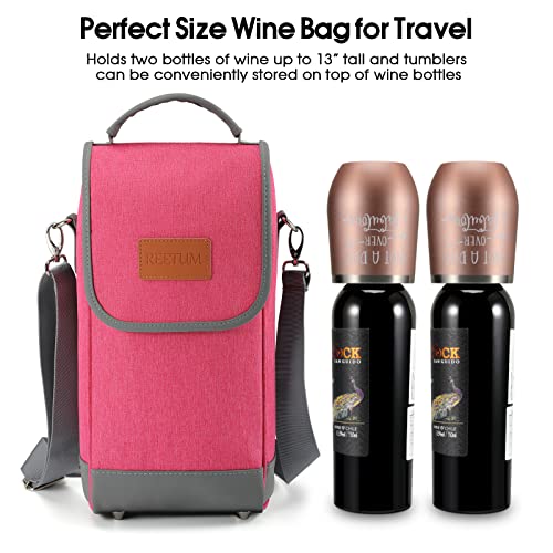 Wine Tote Bag with Stainless Steel Wine Tumbler (Rose Red) - Image 5