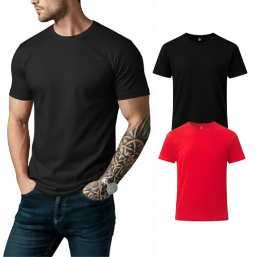 Image of Men's Cotton Crew Neck T-Shirt | 100% Cotton | Regular Fit | Soft & Breathable | Everyday Casual Wear