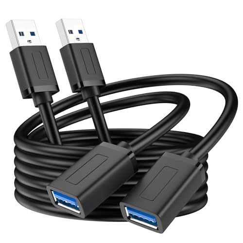 Vanjua 2 Pack USB Extension Cable-3.3FT USB 3.0 Extension Cable Male to Female Cord High Data Transfer Compatible with Webcam USBKeyboard Flash Drive Hard Drive Printer Camera and More