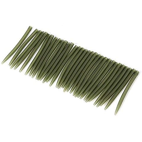 zalati Anti Tangle Sleeves 30pcs TRP Rubber with Soft Tail Lead Clips Quick Change Swivels for Safety Fishing Accessories Sleeves - Dark Green Cover