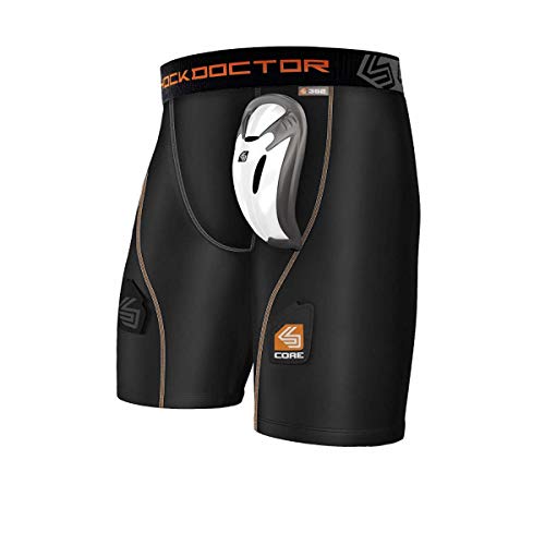 Shock Doctor Core Support Hockey Shorts with Protective Bioflex Cup Pocket Adult and Boys Protective Underwear for Football Baseball Wrestling & Hockey, Athletic Support Gear