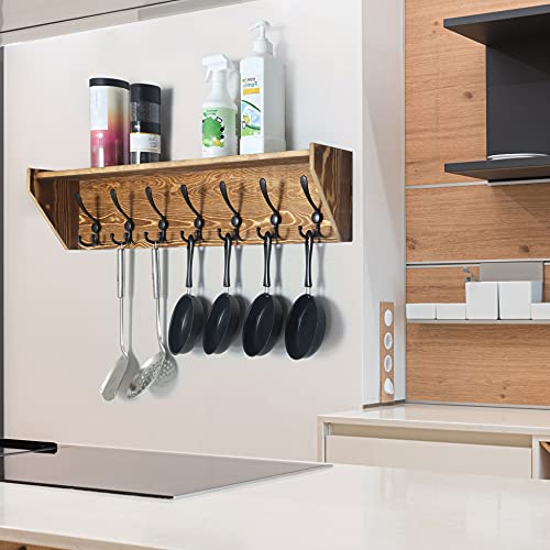 Webi Wall Shelf With Hooks Underneath,35’’ Long Coat Rack Wall Mount With Shelf,7 Triple Hooks,Wall Mounted Coat Rack With Shelf,Key Hooks For Wall,Entryway Shelves For Wall,Rustic Brown #TOP6