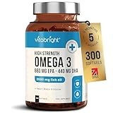 Omega 3 Fish Oil Capsules 2000mg High Strength | 660 EPA & 440 DHA | 150 Capsules 5 Months Supply | Omega 3 Supplement Alternative to Cod Liver Oil | VitaBright