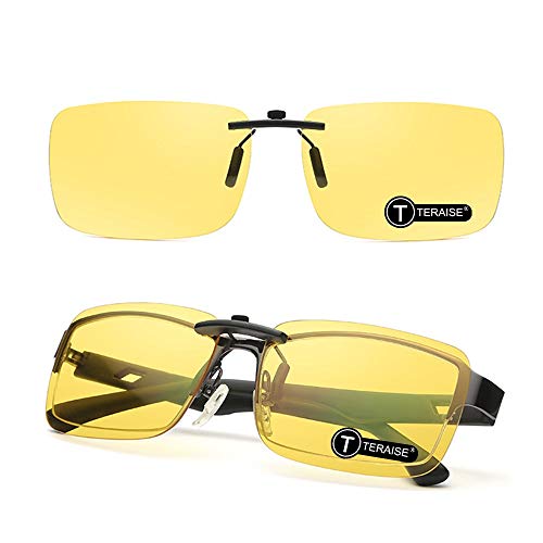 TERAISE Lunettes de soleil à clipser Lentille polarisée pour de vue Lunettes vision nocturne pour la marche pied en voiture Conduite Pêche à vélo pour hommes/femmes Ensemble de 2 lunettes de conduite