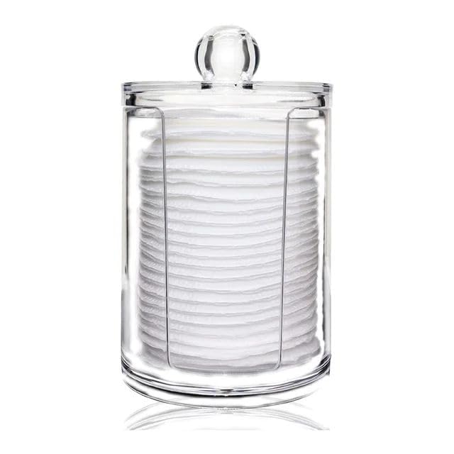TERXA Makeup Removal Cotton Pad Storage Box | Round Transparent Swab Container With Lid | Bathroom Organizer | Cosmetics Storage Box | Cotton Buds Dispenser (Pack of 1)-image-31
