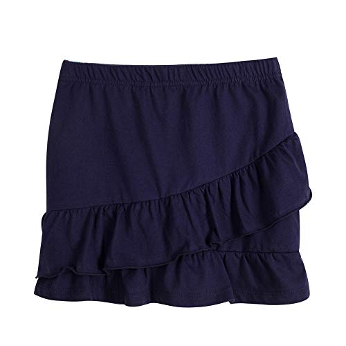 Unacoo 2 Packs 100% Cotton Tiered Ruffle Skirt With Elastic Waistband For Girls(Pink Printed+Navy, S(5-6 Years)) #TOP1