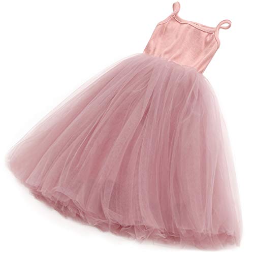 Baby Girls Tutu Dress Sleeveless Infant Toddler Sundress Tulle Bubble 5 Layers Bean Pink #TOP5