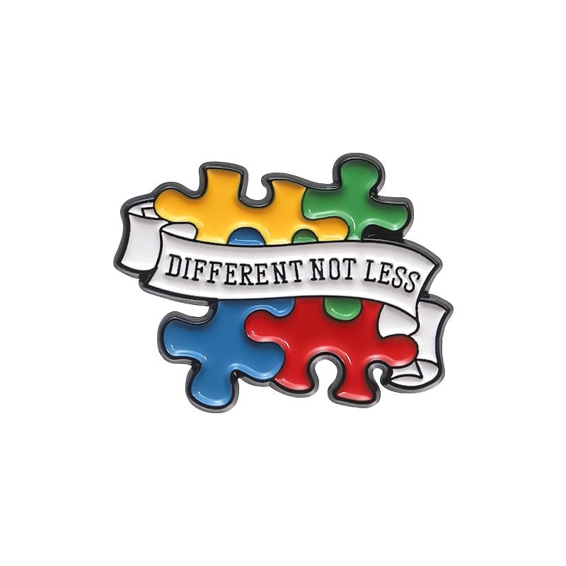 Autism Awareness Enamel Pin - Different Not Less Puzzle Piece Design