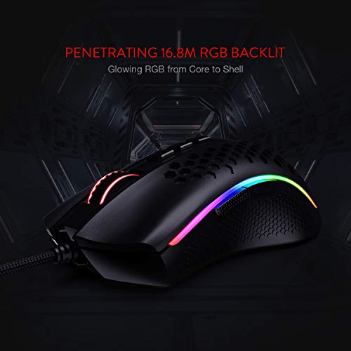 M808 Storm - Mouse da gioco RGB leggero, guscio a nido d'ape ultraleggero da 85 g - sensore ottico da 12.400 DPI - 7 pulsanti programmabili - registrazione precisa - cavo Super-Lite - Tastiera gaming - Immagine 6